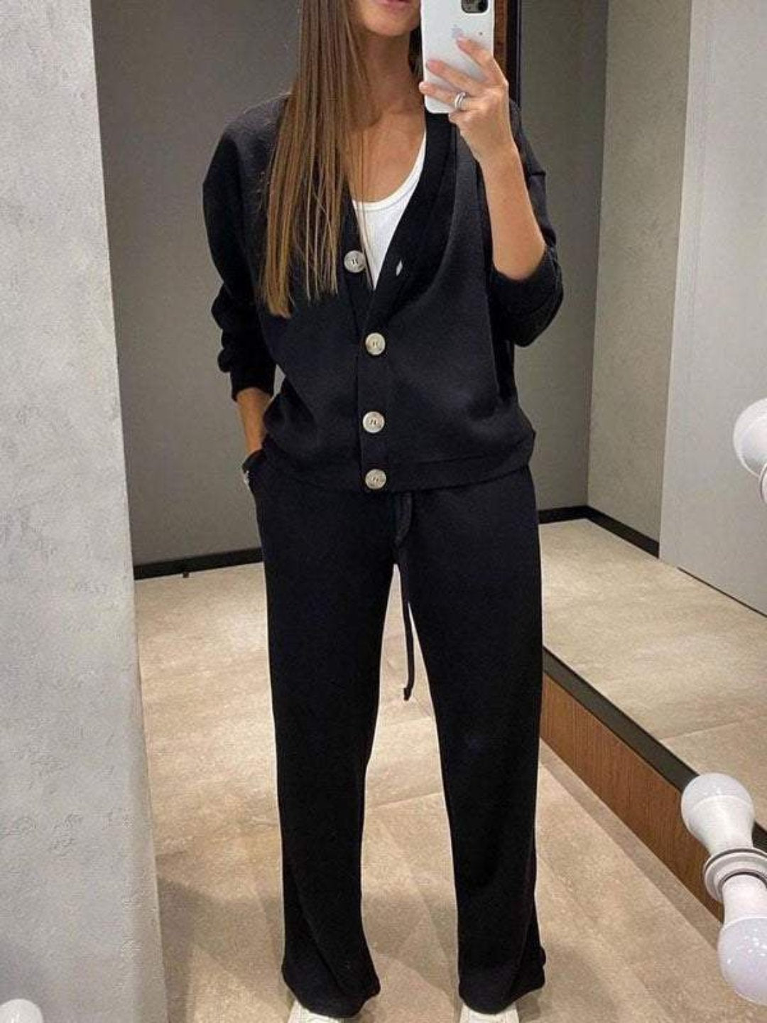 Women's Cardigan and Drawstring Pants Set – Relaxed Everyday Style