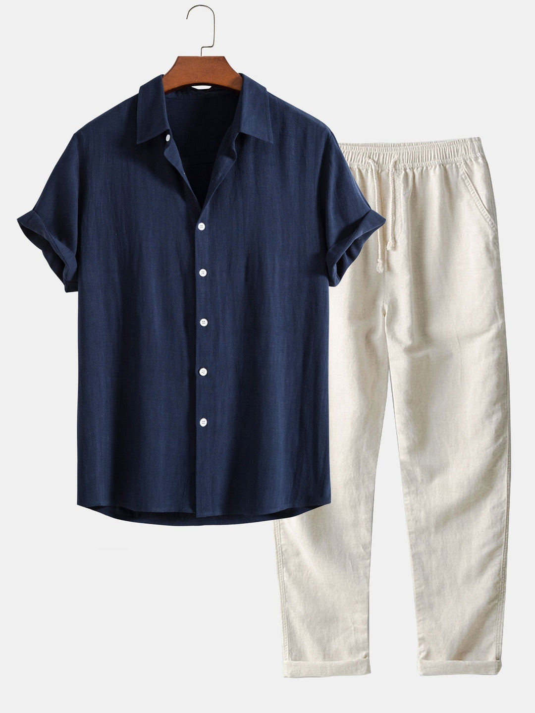 Men's Linen Summer Set – Short Sleeve Breathable Comfortable Style