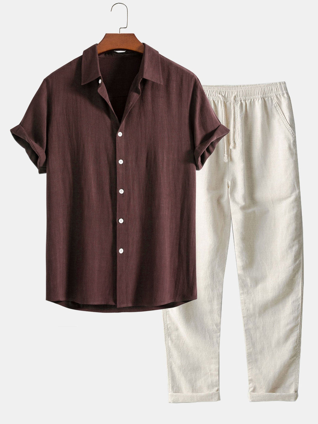 Men's Linen Summer Set – Short Sleeve Breathable Comfortable Style