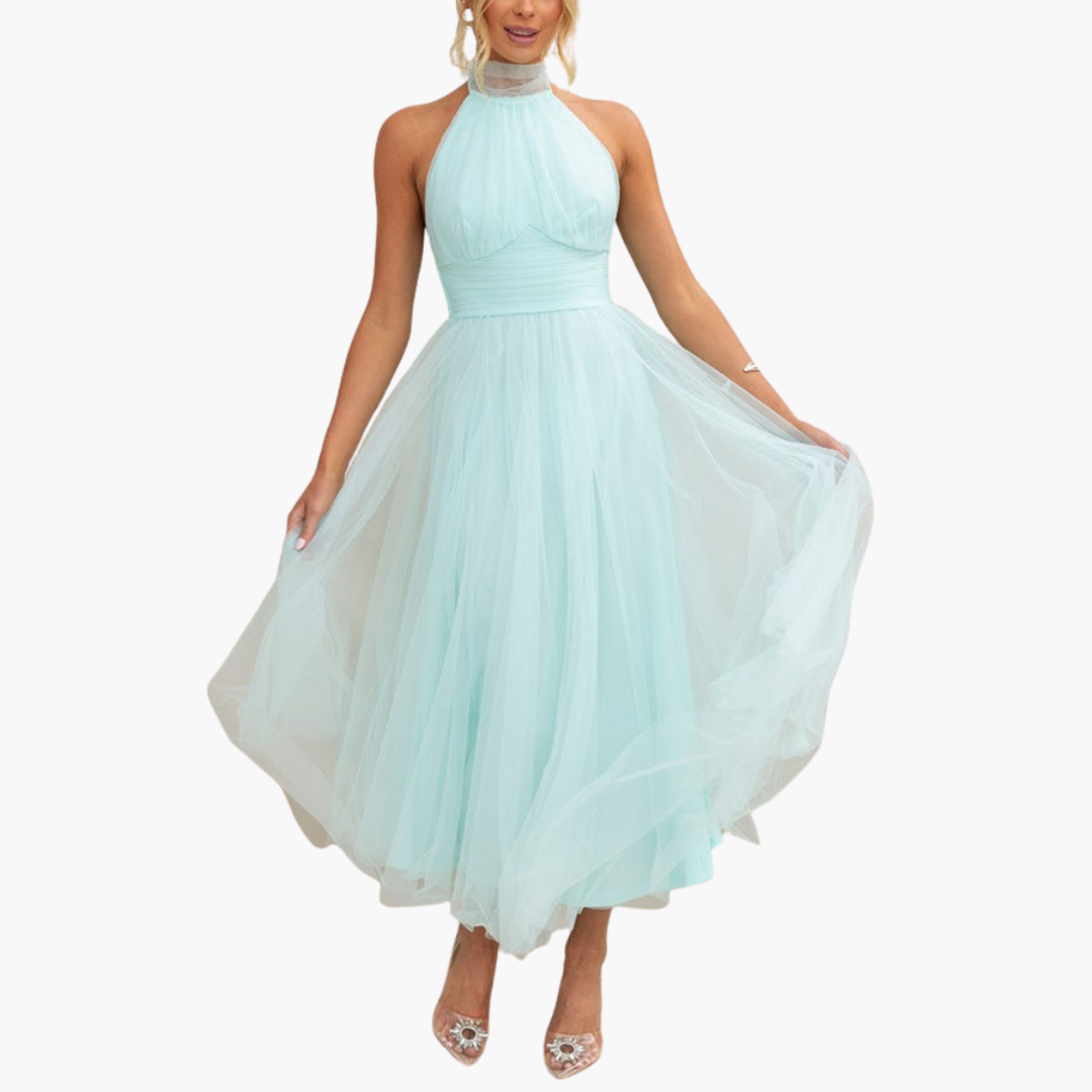 Women's Sleeveless A-Line Dress – Tailored Waist Seam Clean Straight Hem