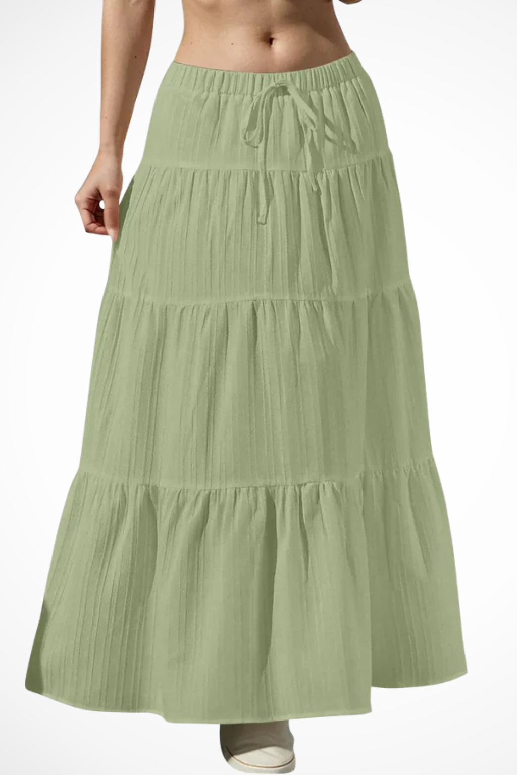 Women's Tiered Boho Maxi Skirt – Elastic Drawstring Waist Style
