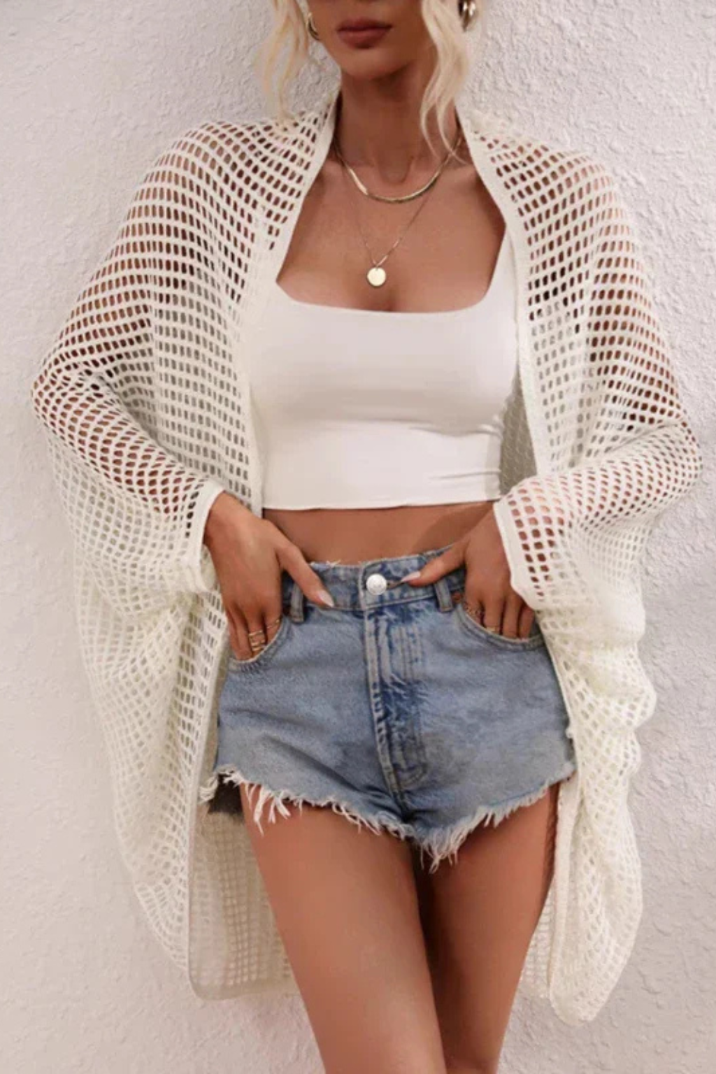 Women's Crochet Cover-Up Cardigan – Lightweight Layering Style