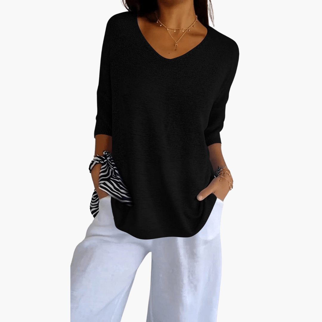 Women's Loose V-Neck Summer Top – Casual Everyday Comfort