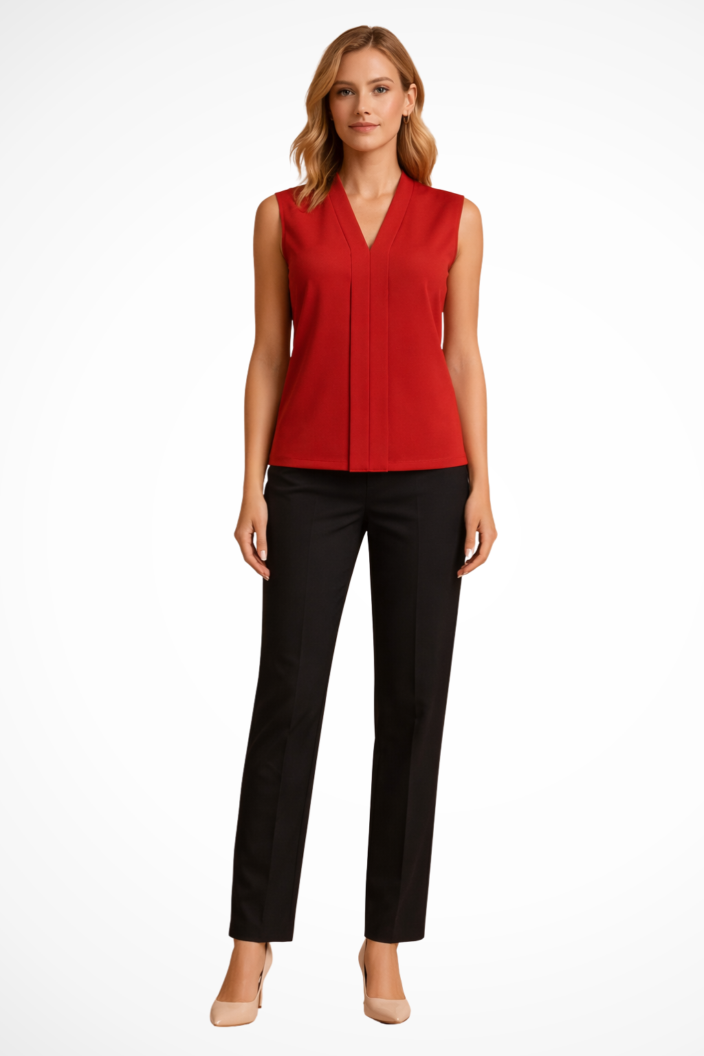 Women's Sleeveless V-Neck Blouse – Elegant Everyday Style