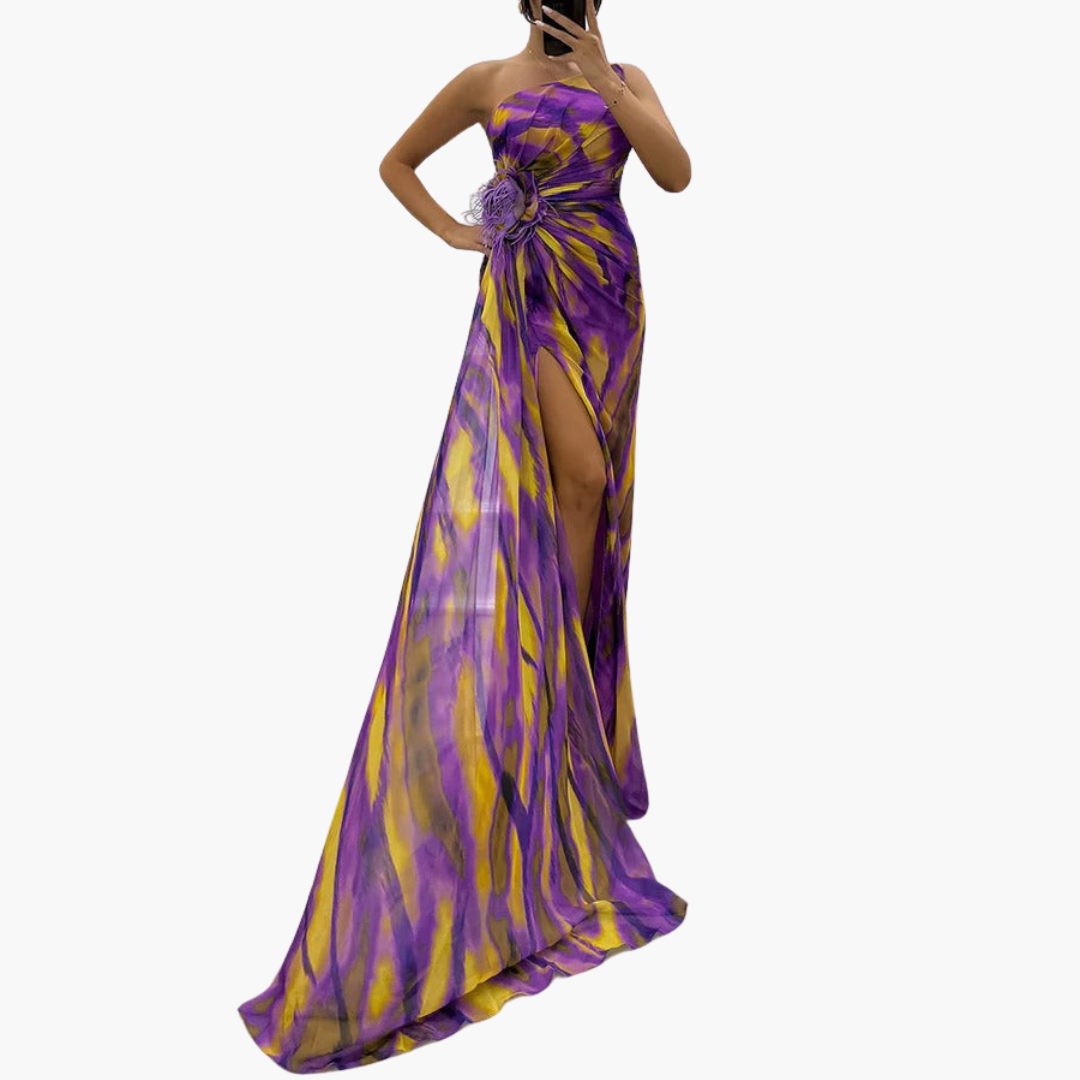 Women's One-Shoulder Maxi Dress – Flowing Silhouette Elegant Statement Style