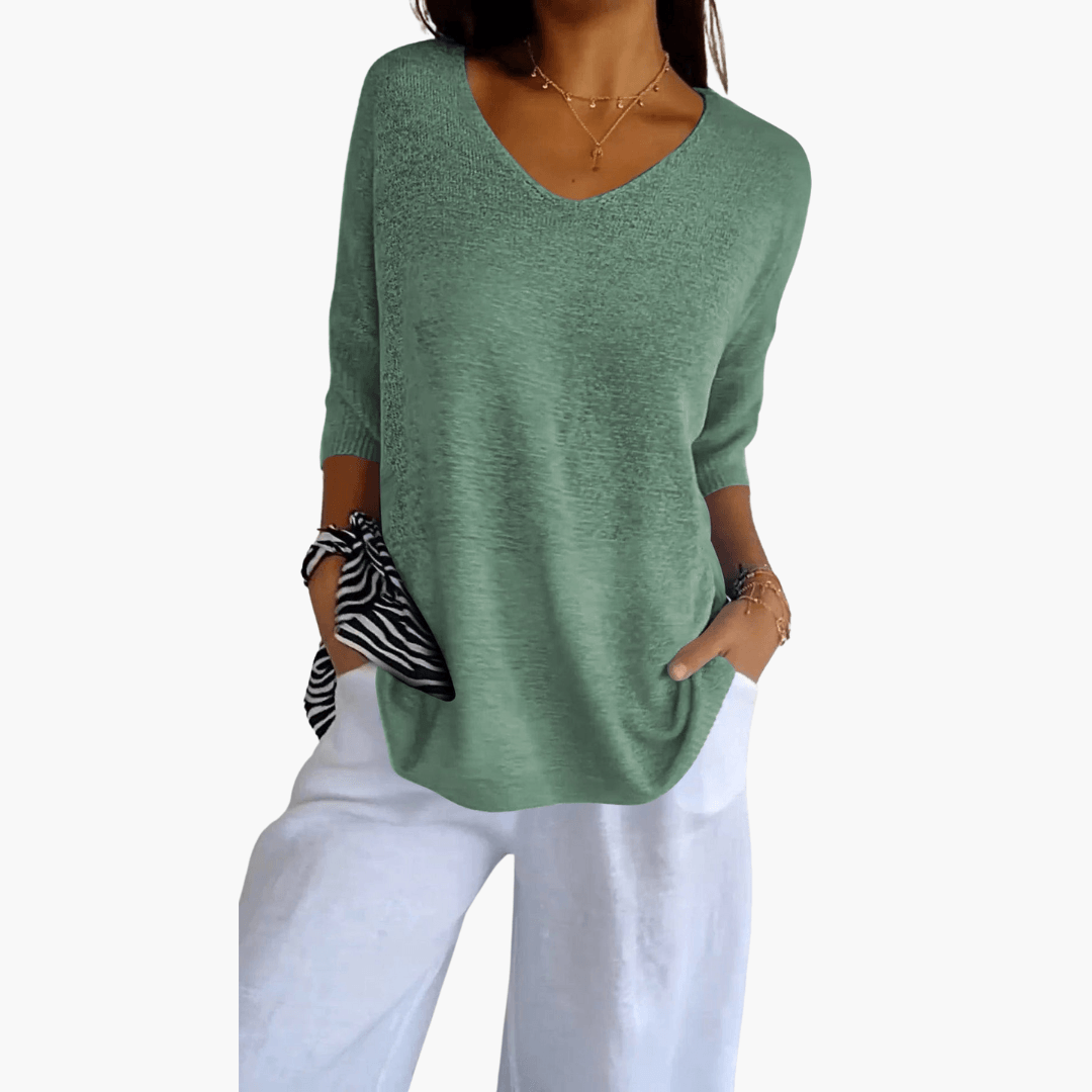 Women's Loose V-Neck Summer Top – Casual Everyday Comfort
