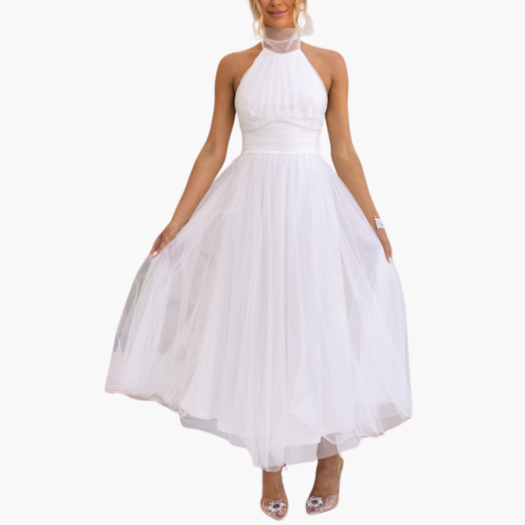 Women's Sleeveless A-Line Dress – Tailored Waist Seam Clean Straight Hem
