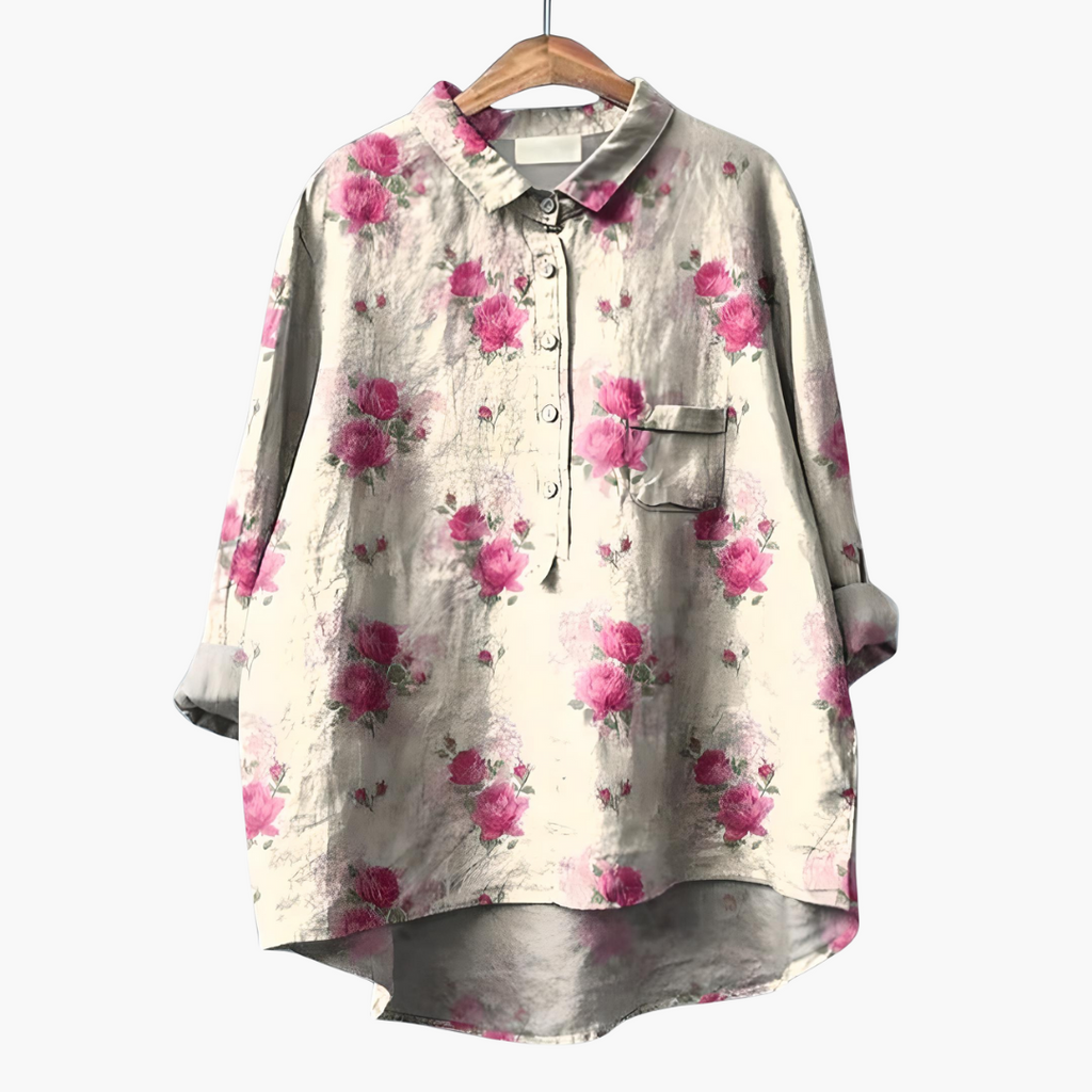 Women's Floral Long Sleeve Summer Blouse – Light Elegant Everyday Style