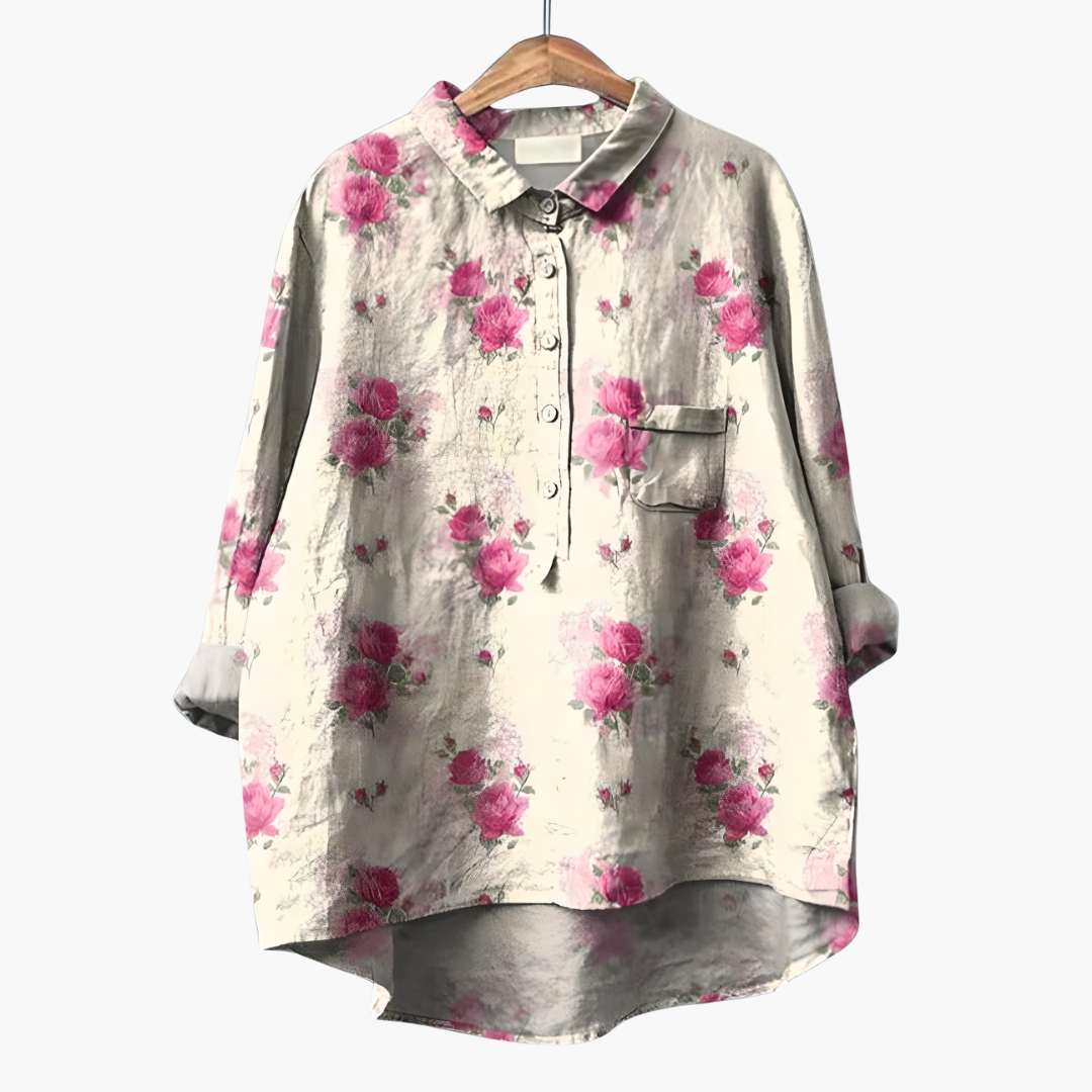 Women's Floral Long Sleeve Summer Blouse – Light Elegant Everyday Style
