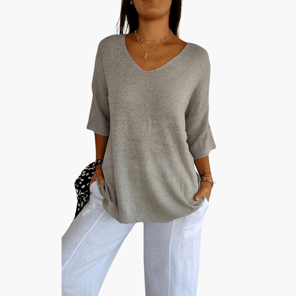 Women's Loose V-Neck Summer Top – Casual Everyday Comfort