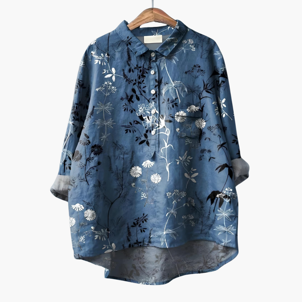 Women's Floral Long Sleeve Summer Blouse – Light Elegant Everyday Style