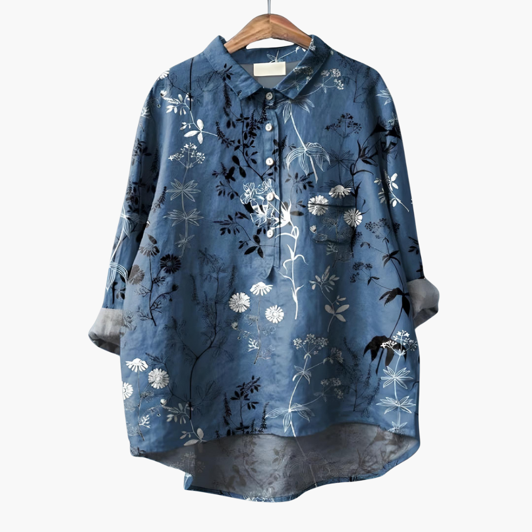Women's Floral Long Sleeve Summer Blouse – Light Elegant Everyday Style