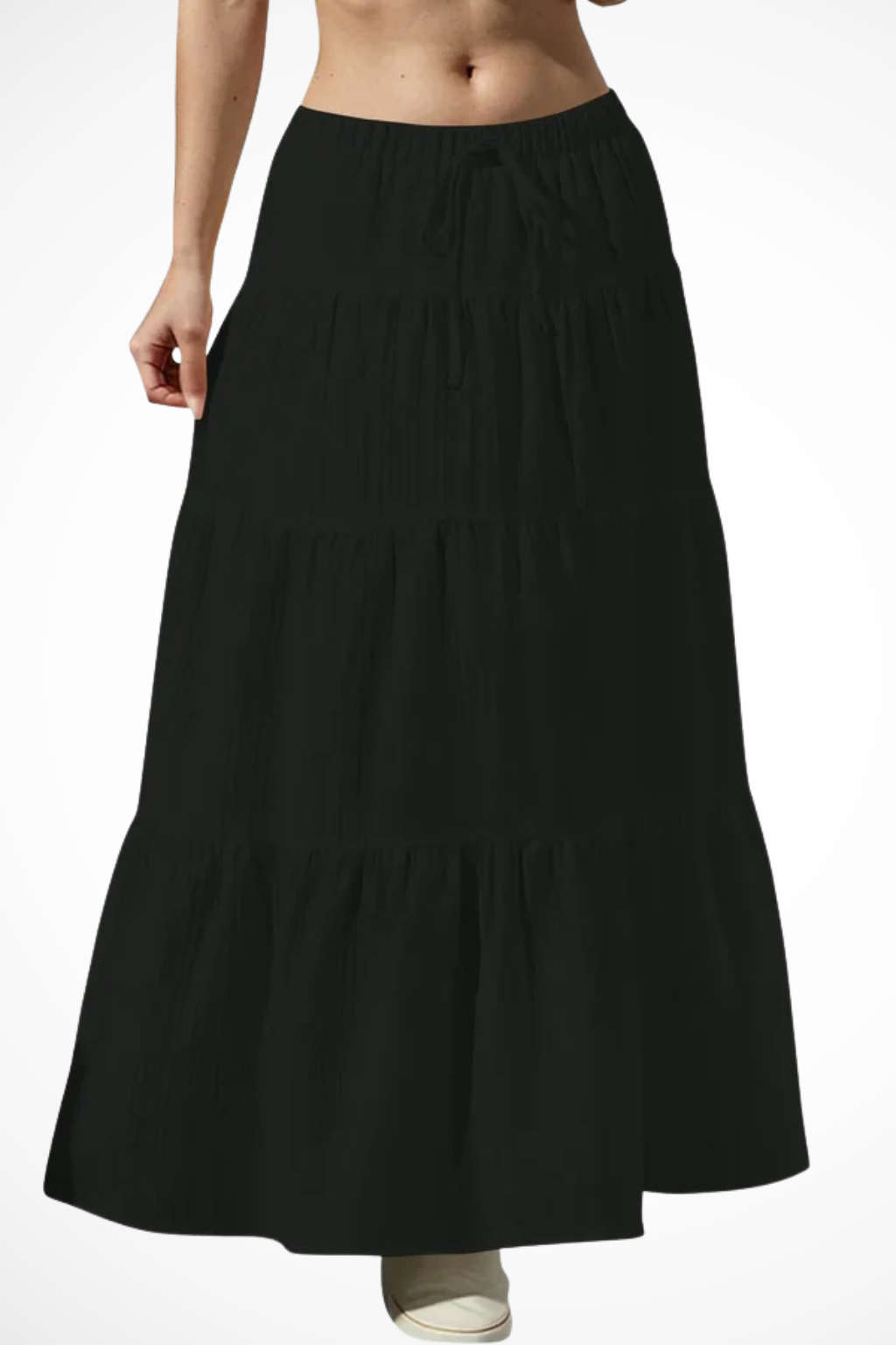 Women's Tiered Boho Maxi Skirt – Elastic Drawstring Waist Style