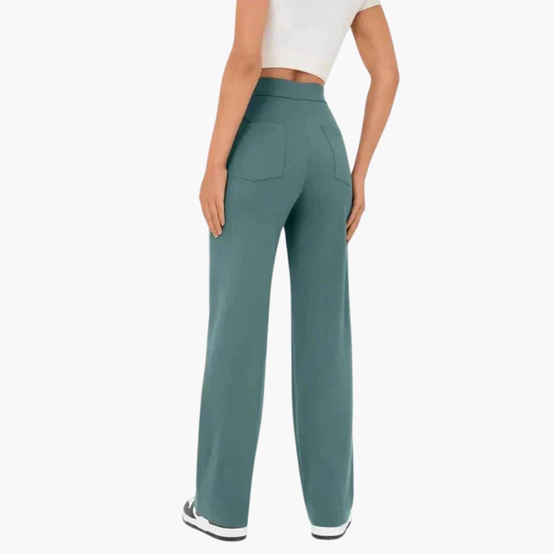 High Waist Palazzo Pants for Women with Button Placket – Stylish & Comfortable