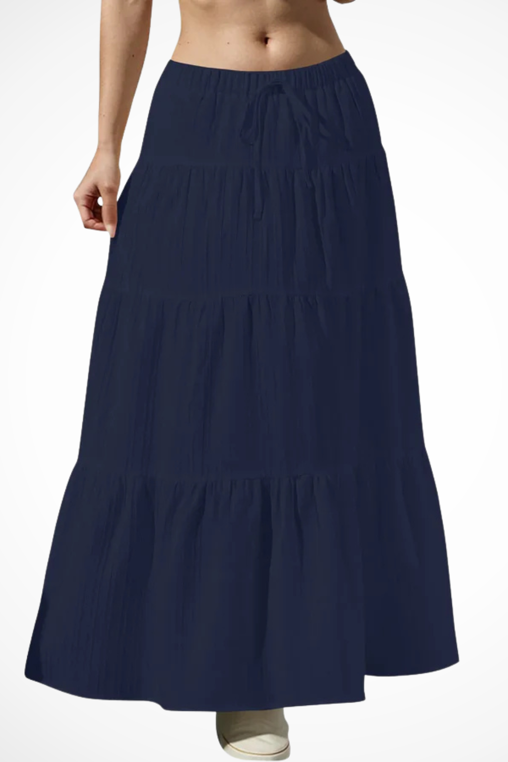 Women's Tiered Boho Maxi Skirt – Elastic Drawstring Waist Style