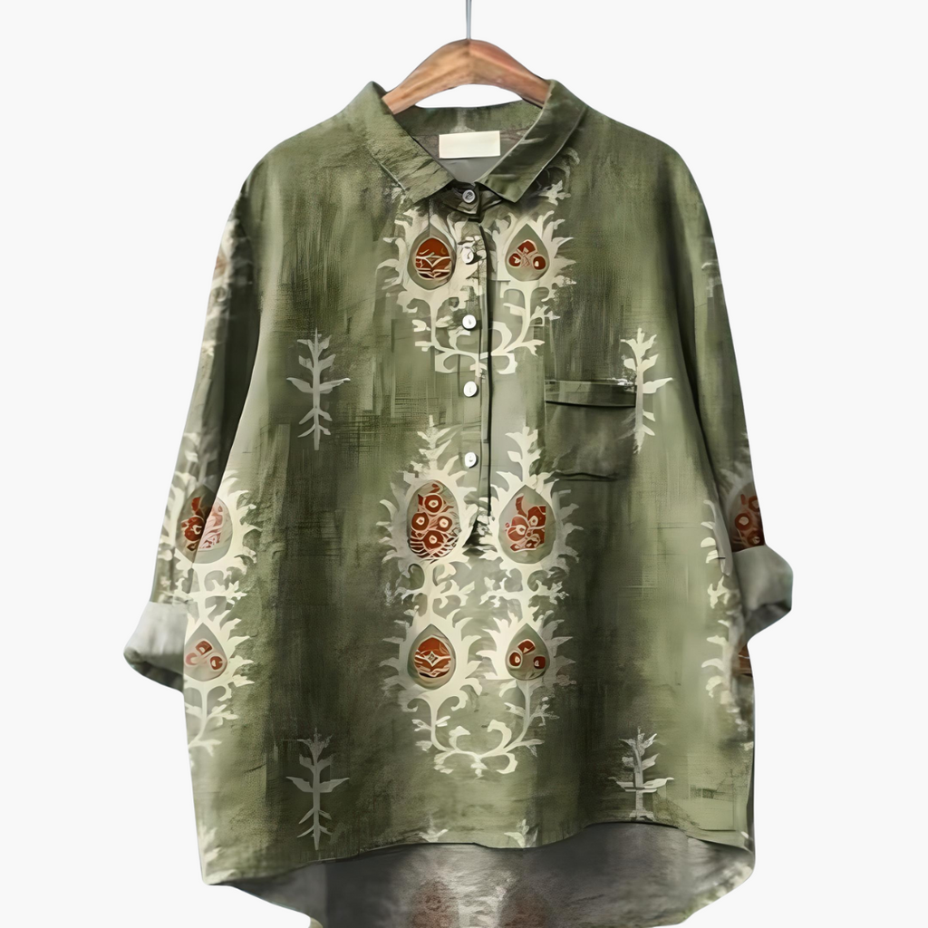 Women's Floral Long Sleeve Summer Blouse – Light Elegant Everyday Style