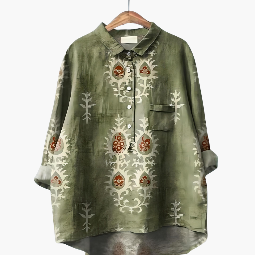 Women's Floral Long Sleeve Summer Blouse – Light Elegant Everyday Style