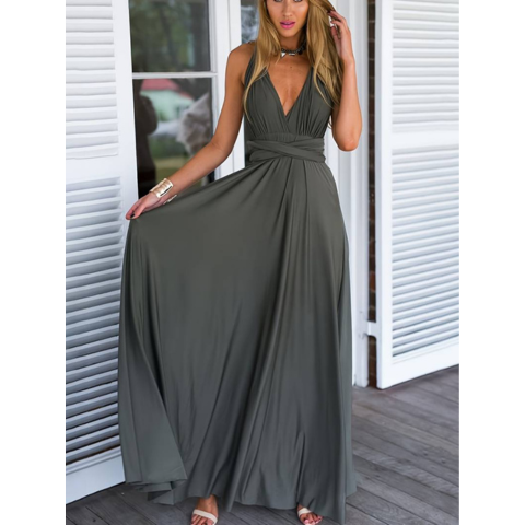 Women's Convertible Evening Maxi Dress – Elegant Occasion Style