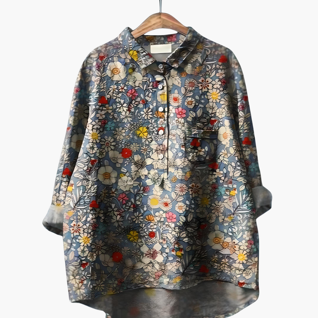 Women's Floral Long Sleeve Summer Blouse – Light Elegant Everyday Style