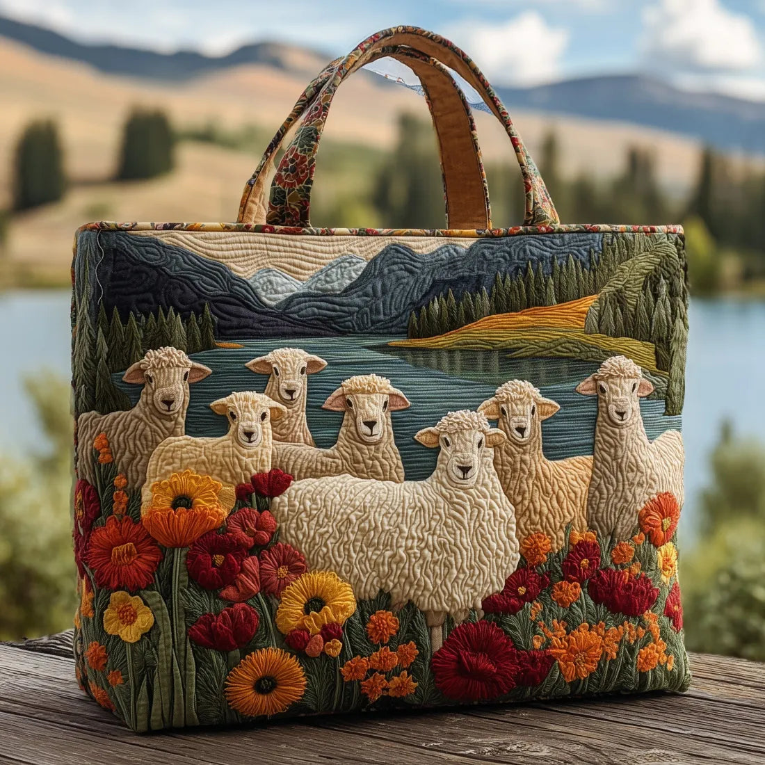 Quilted Bag – Sheep by the Lake