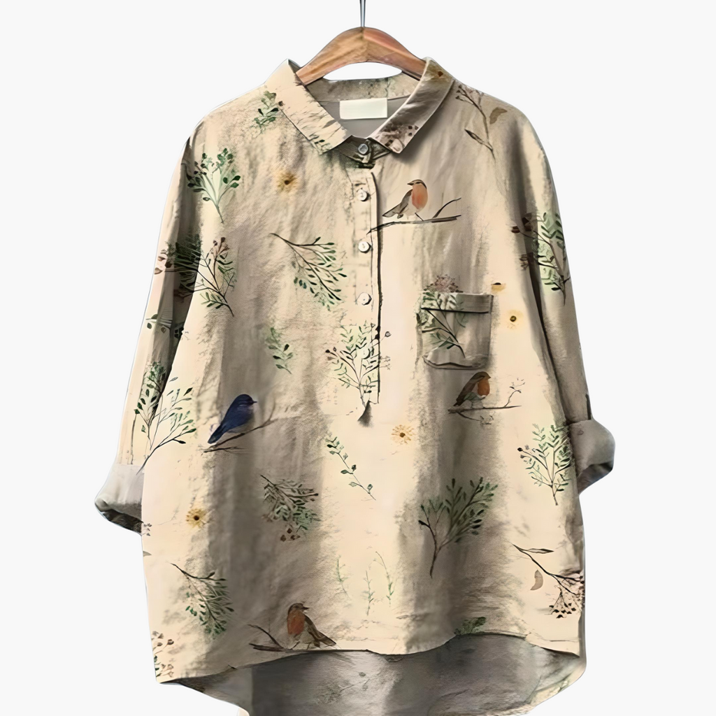 Women's Floral Long Sleeve Summer Blouse – Light Elegant Everyday Style