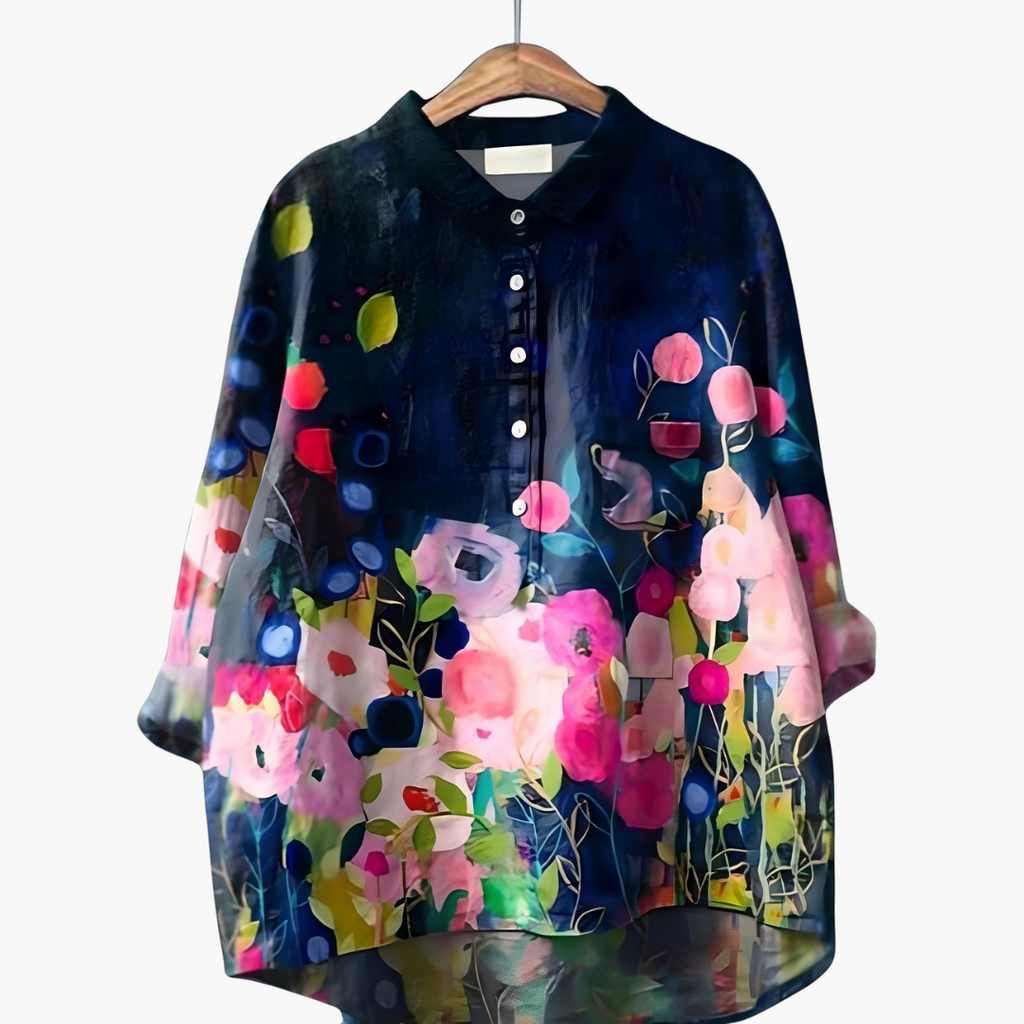 Women's Floral Long Sleeve Summer Blouse – Light Elegant Everyday Style
