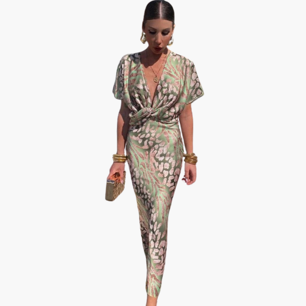 Women's V-Neck Tunic Dress – Loose Fit Short Sleeve Casual Everyday
