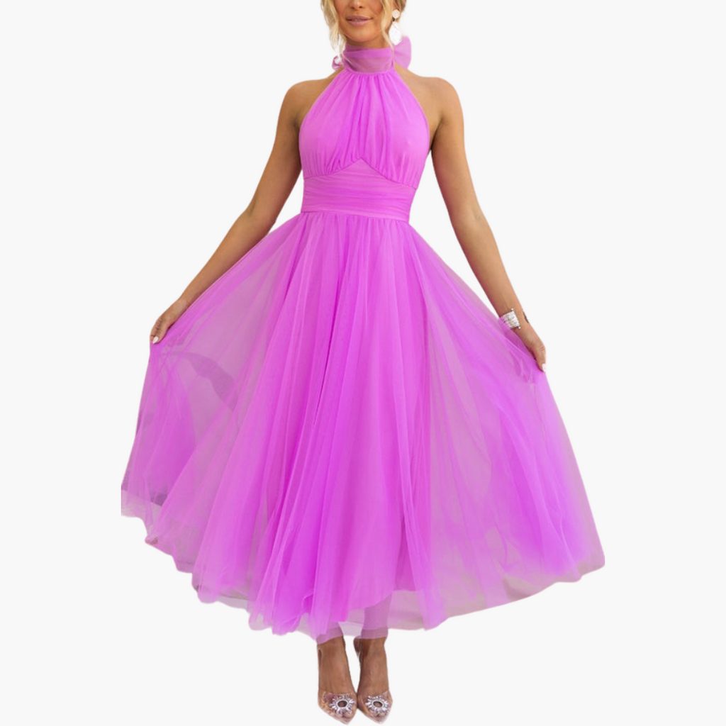 Women's Sleeveless A-Line Dress – Tailored Waist Seam Clean Straight Hem