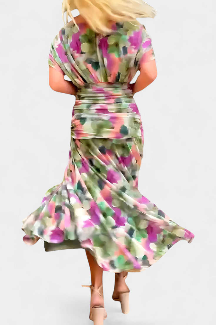 Women's Floral Maxi Dress – V-Neck Flowy Elegant Summer Style