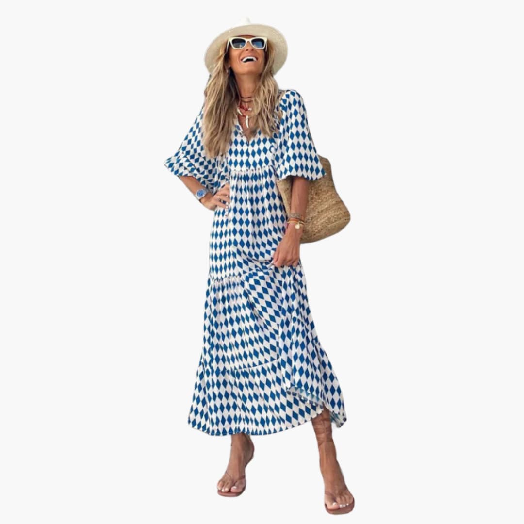 Women's Boho Maxi Dress – Floral Pattern Loose Fit Flowy Comfort