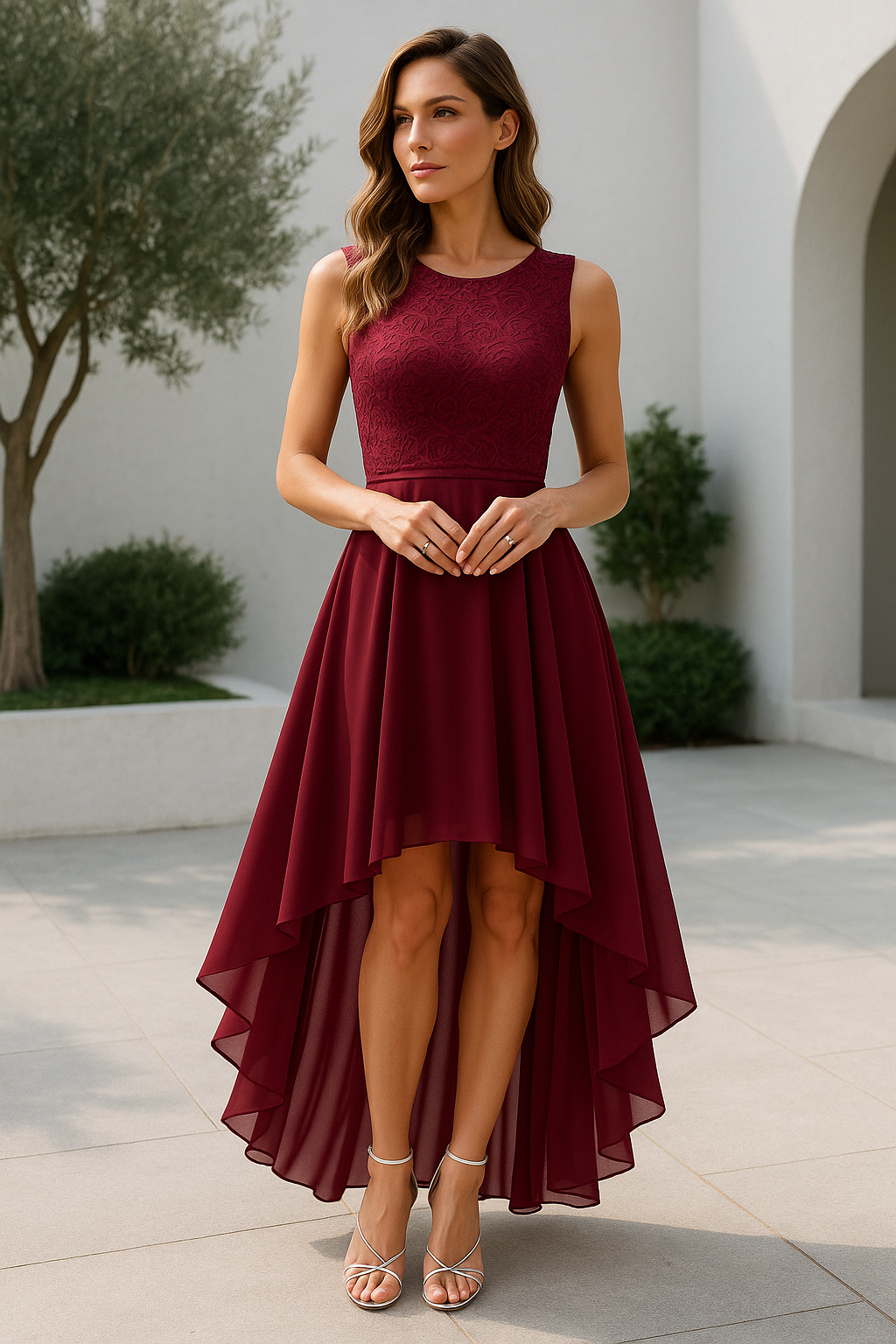Women's Wedding Guest High-Low Dress – Elegant Occasion Style