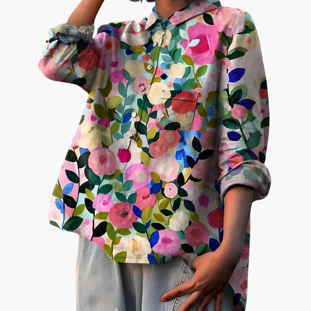Women's Floral Long Sleeve Summer Blouse – Light Elegant Everyday Style