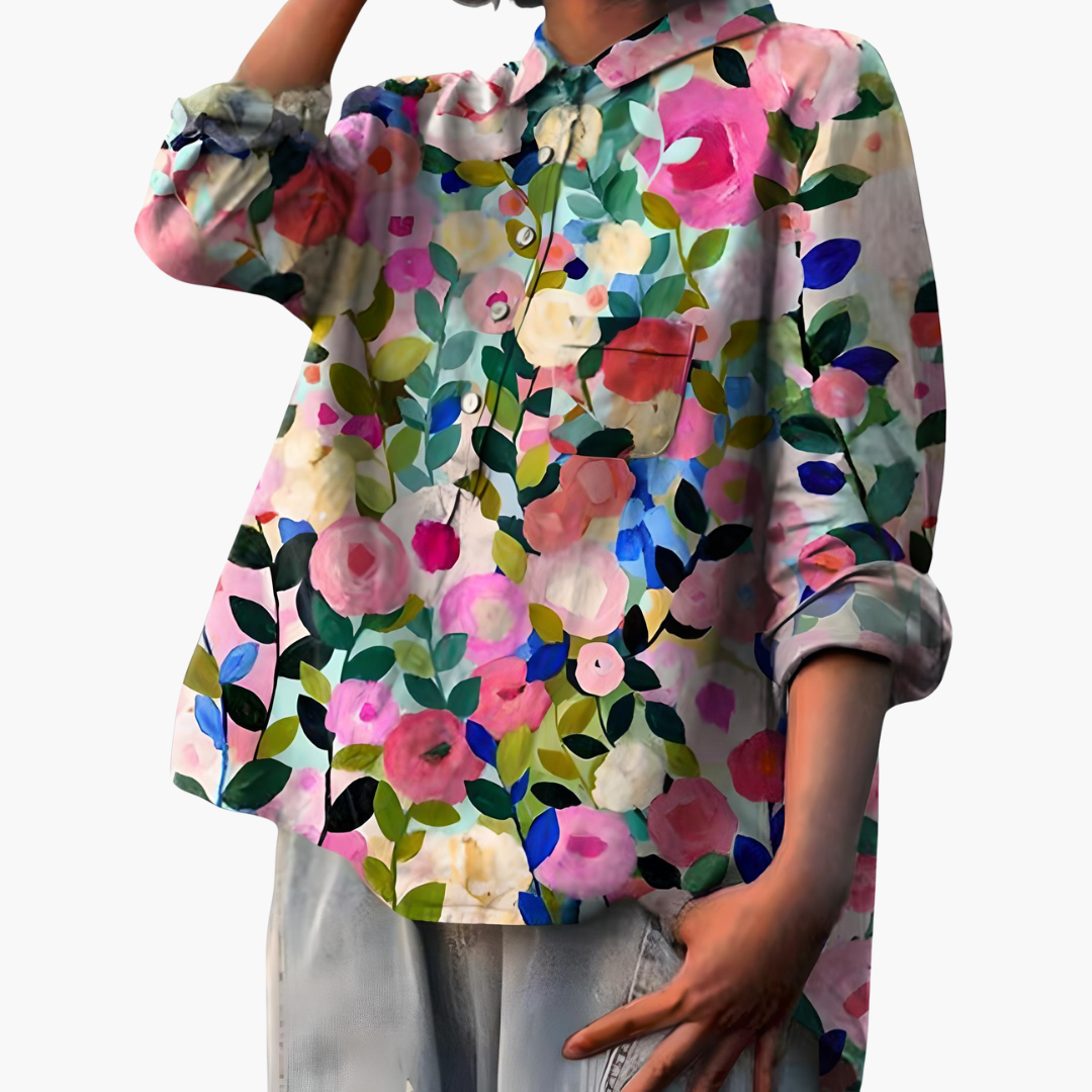 Women's Floral Long Sleeve Summer Blouse – Light Elegant Everyday Style