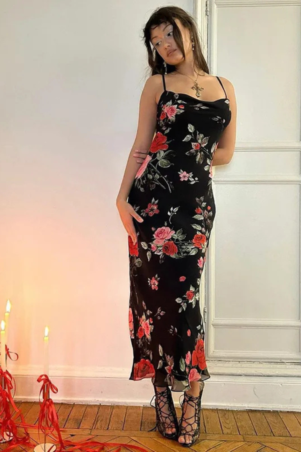 Women's Floral Spaghetti Strap Maxi Dress – Summer Wedding Style