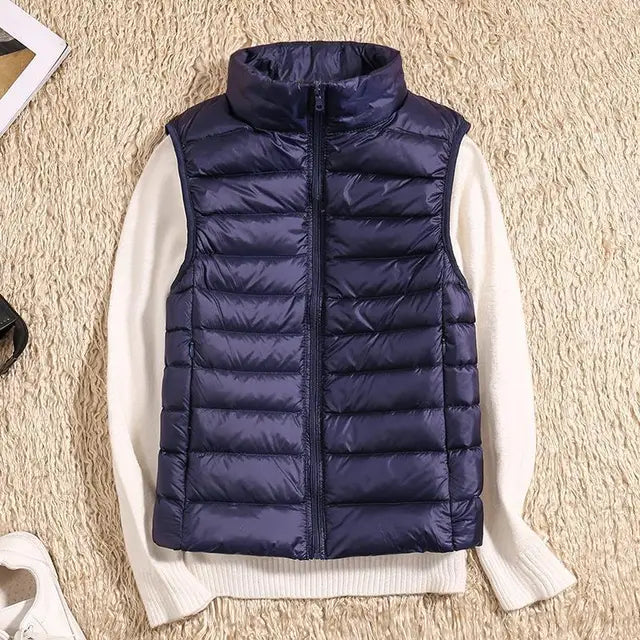 Women's Lightweight Zip Front Puffer Vest – Chic Layering Style