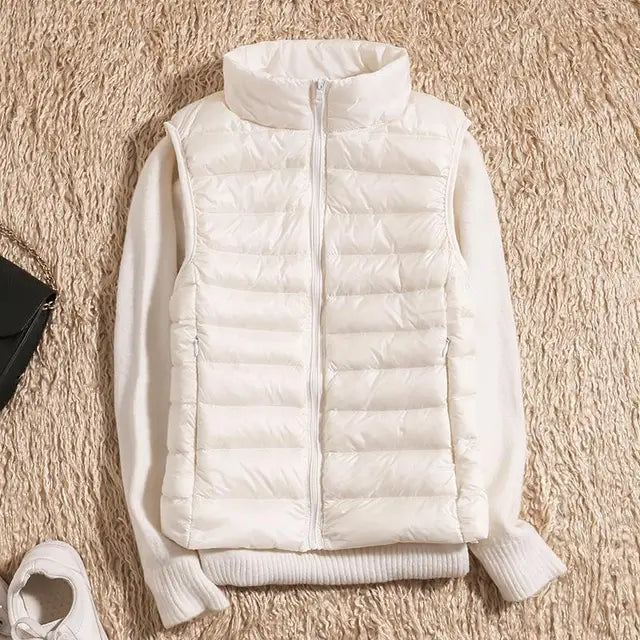 Women's Lightweight Zip Front Puffer Vest – Chic Layering Style