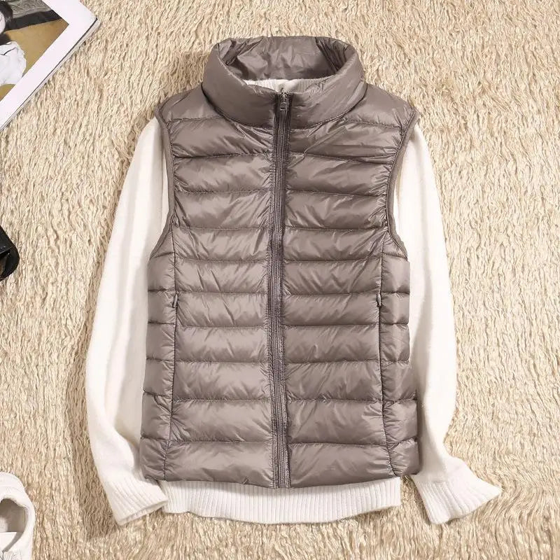 Women's Lightweight Zip Front Puffer Vest – Chic Layering Style