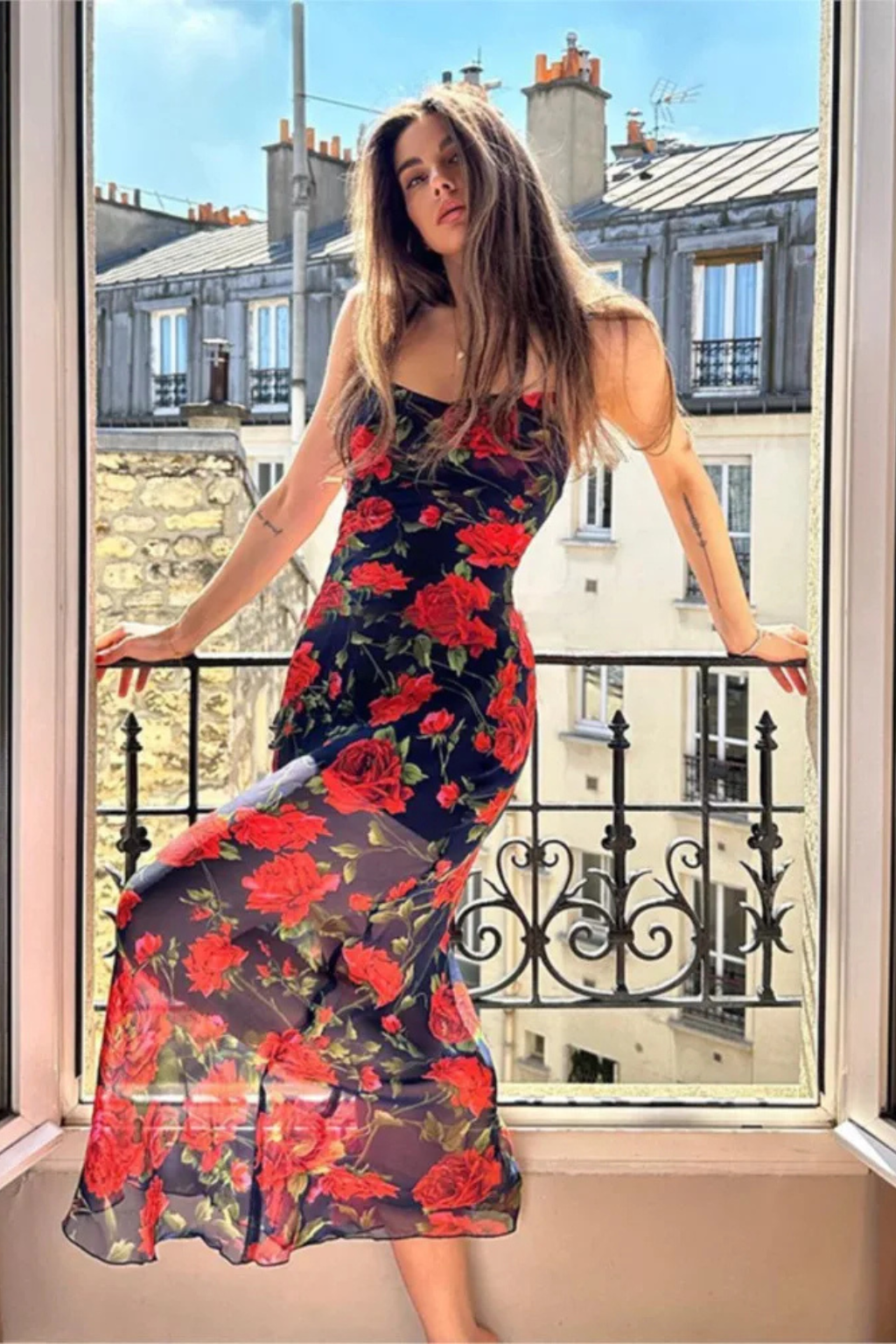 Women's Floral Spaghetti Strap Maxi Dress – Summer Wedding Style