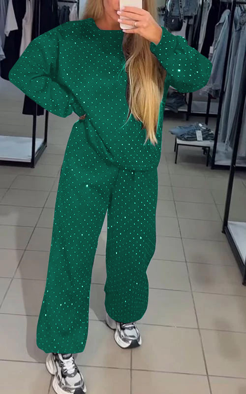 Women's Rhinestone Lounge Set – Comfortable Relaxed Everyday Style