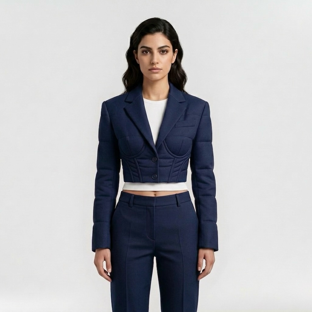 Women's Corset-Panel Cropped Blazer
