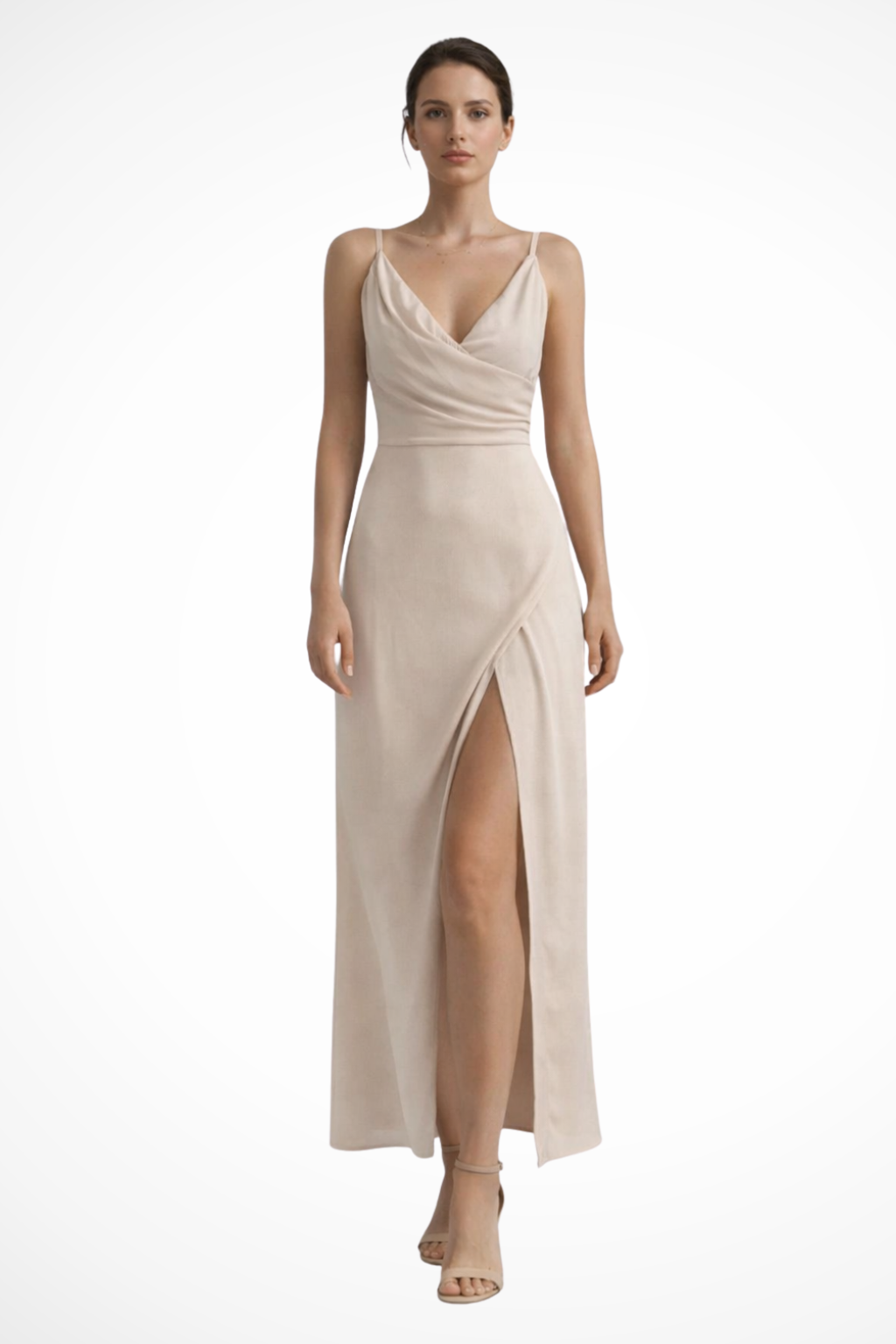Women's Slit Maxi Dress – Draped Wedding Guest Style