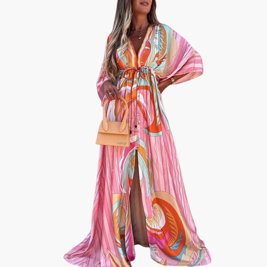 Women's Floral Maxi Summer Dress – Colorful Flowing Everyday Style
