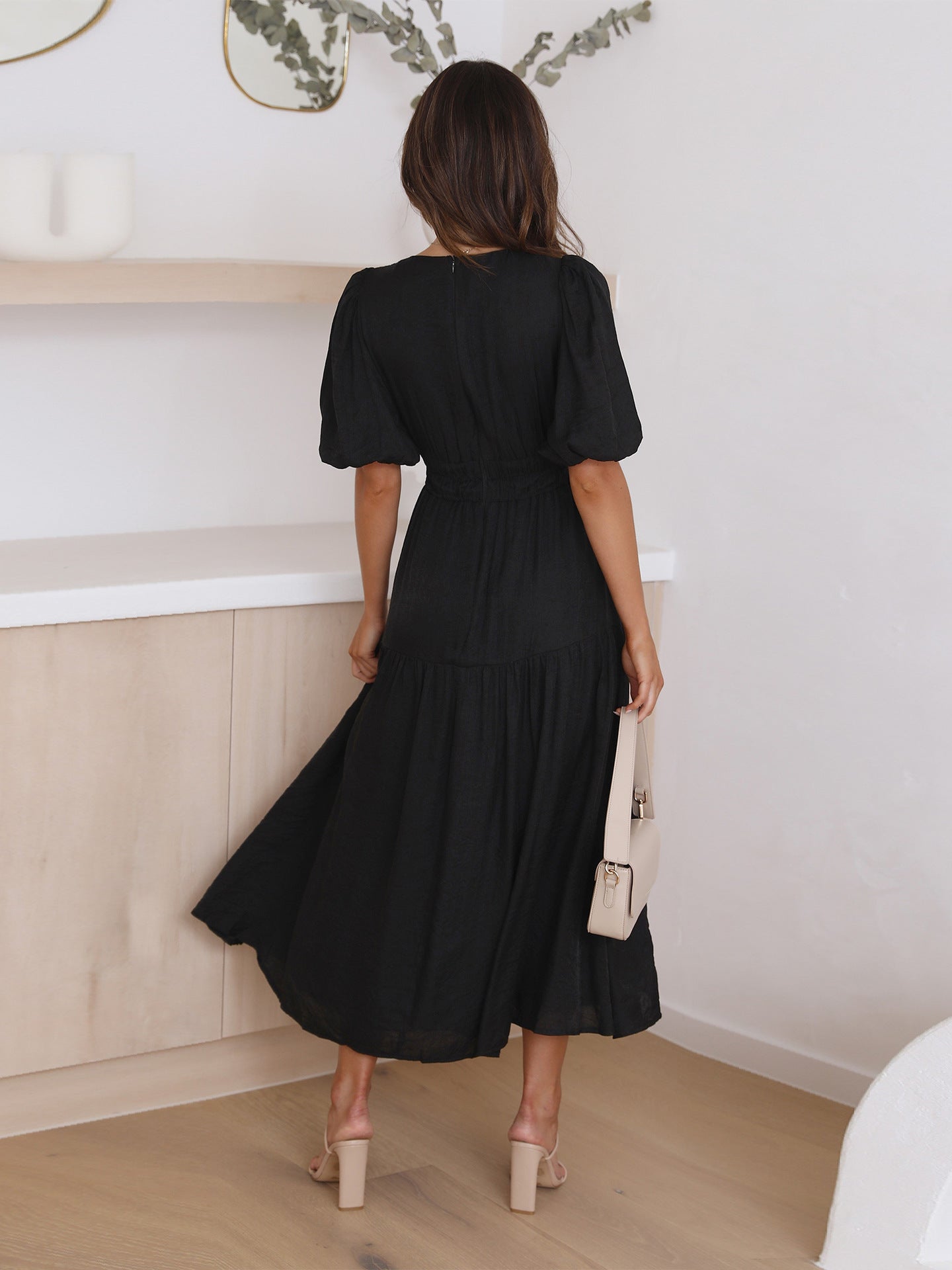 Women's Flared Maxi Wedding Guest Dress – Flattering Flowy Elegant Fit