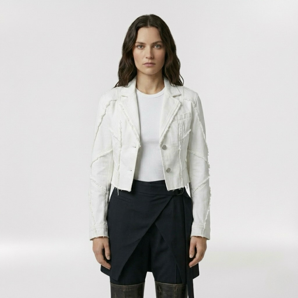 Women's Distressed Faux-Leather Cropped Jacket