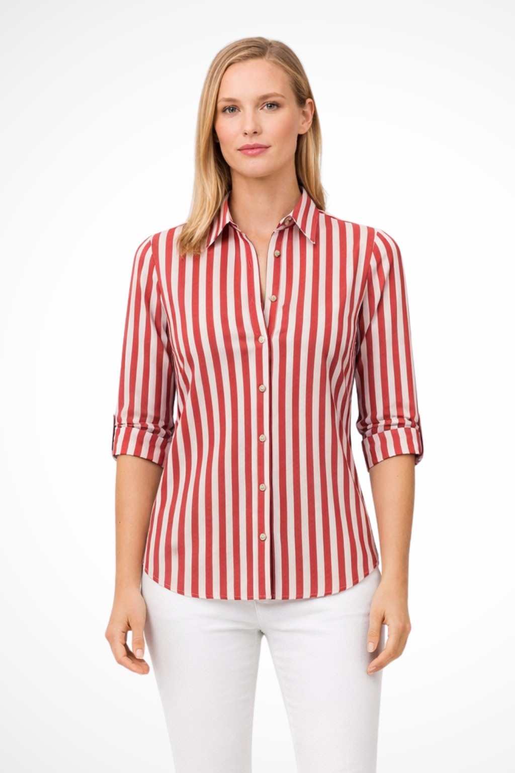 Women's Striped Long Sleeve Blouse – Slim Fit Shirt Style