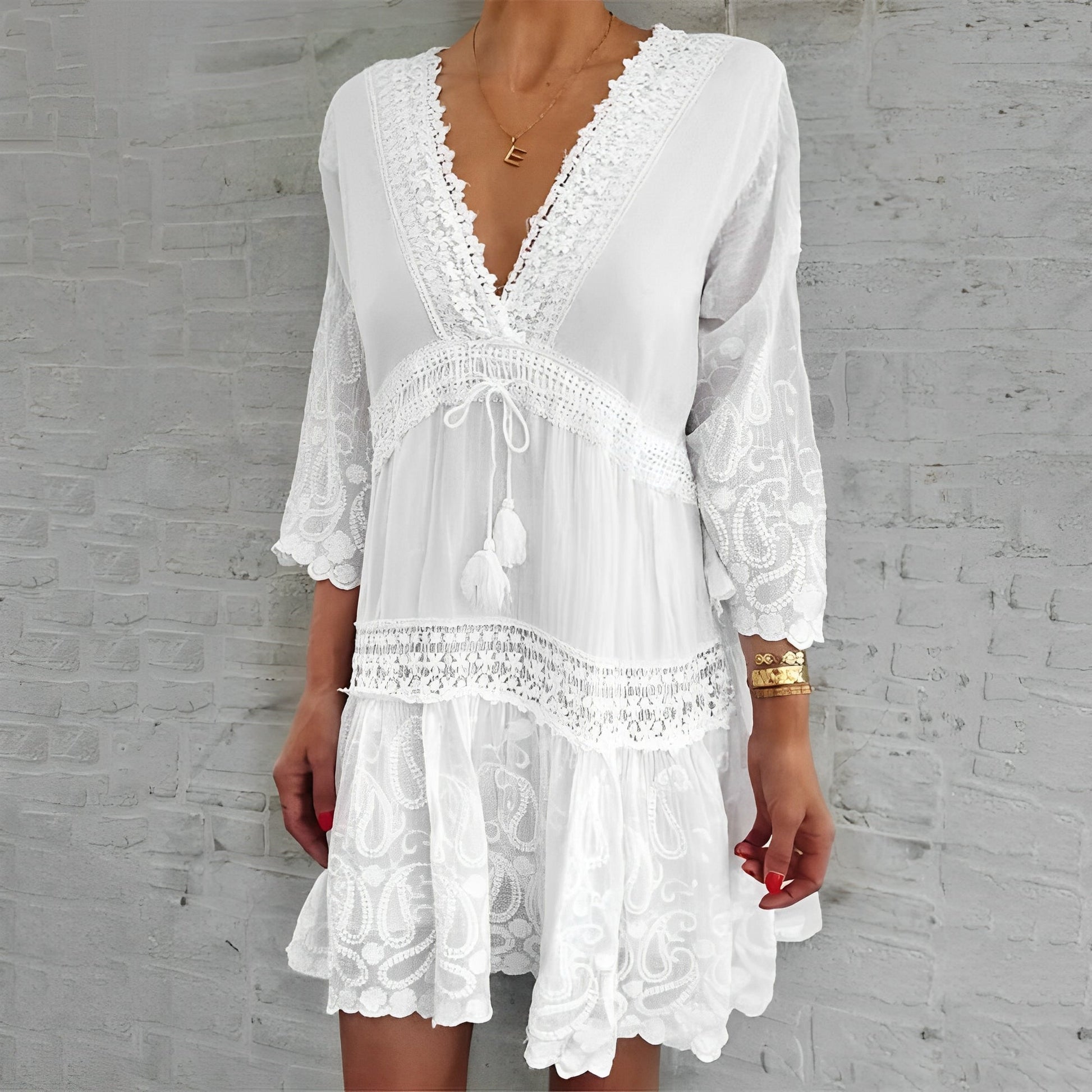 Women's Floral Mini Dress – V-Neck Bohemian Summer Casual
