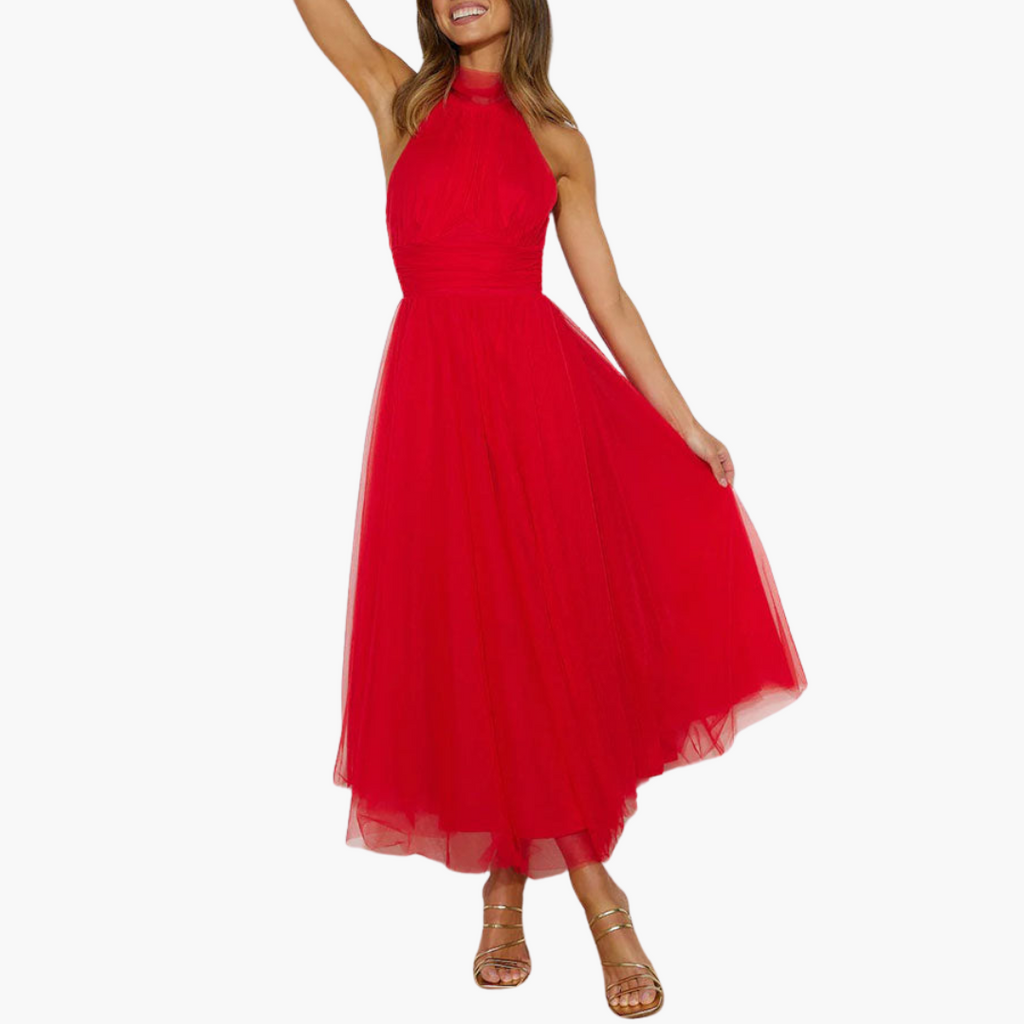 Women's Sleeveless A-Line Dress – Tailored Waist Seam Clean Straight Hem