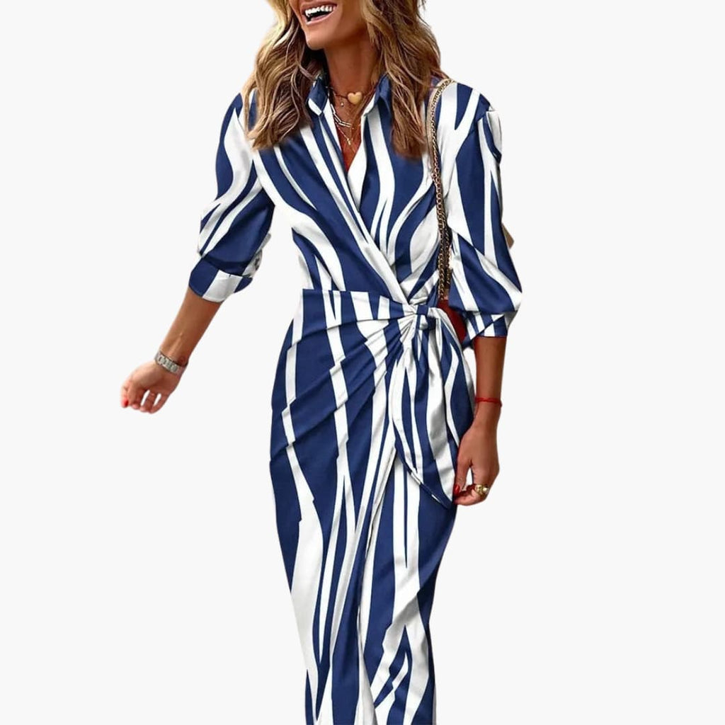 Women's Striped Cotton Maxi Shirt Dress – Relaxed Everyday Style