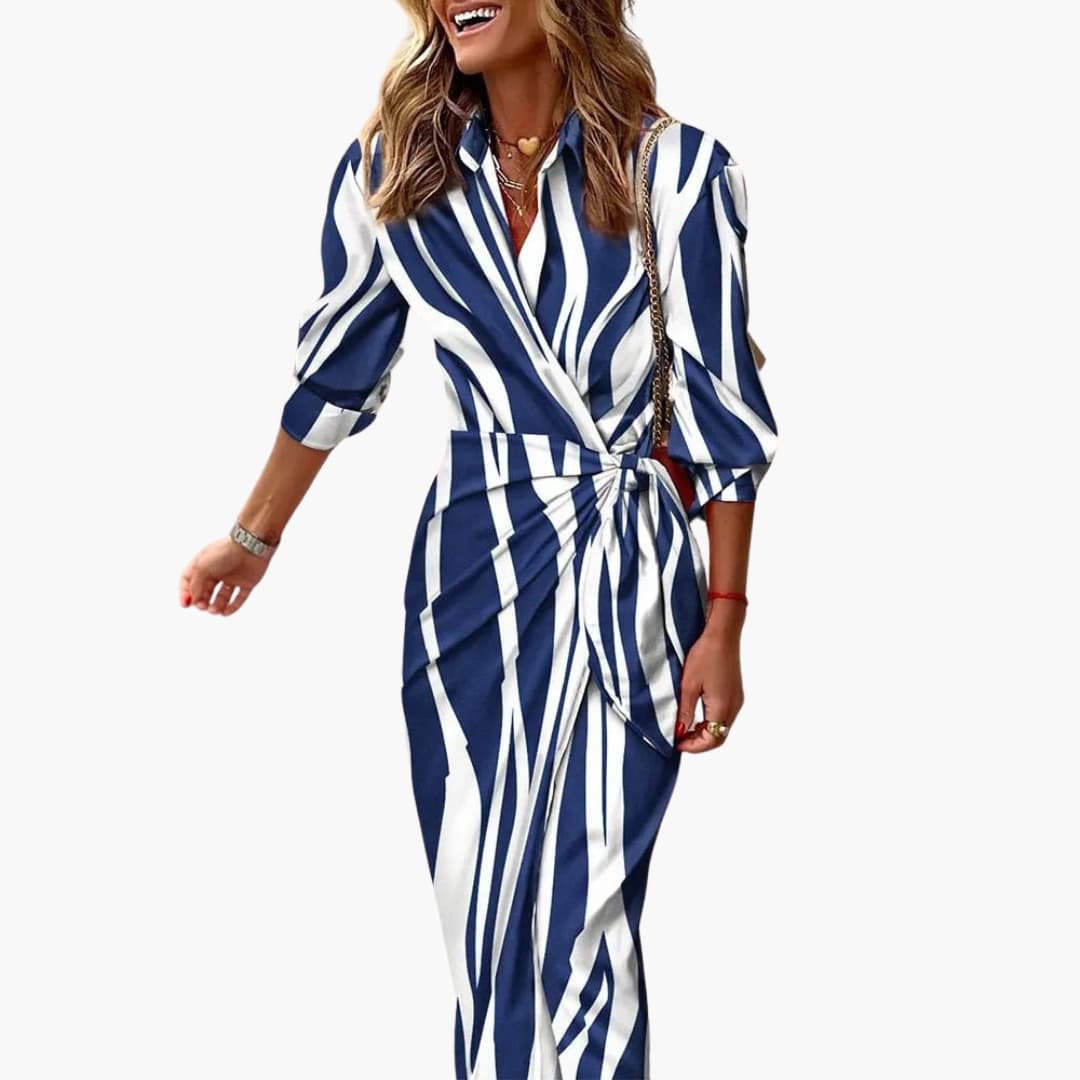 Women's Striped Cotton Maxi Shirt Dress – Relaxed Everyday Style