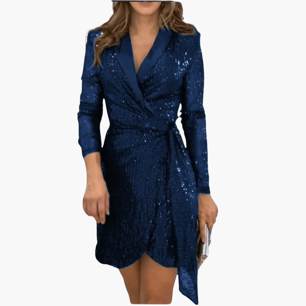 Women's Sequin Wrap Dress – Festive Sparkle Elegant Evening Wear